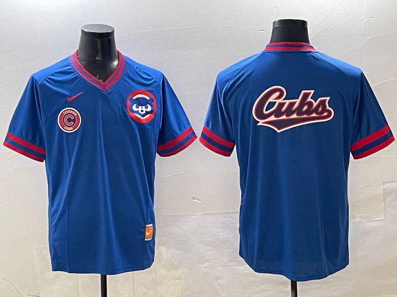 Men Chicago Cubs Blank Blue Throwback Game 2025 Nike MLB Jersey style 7->chicago cubs->MLB Jersey